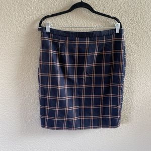 Brooks Brothers 345 Skirt Blue Tartan Plaid Wool Pencil  Wrap Academia size 12